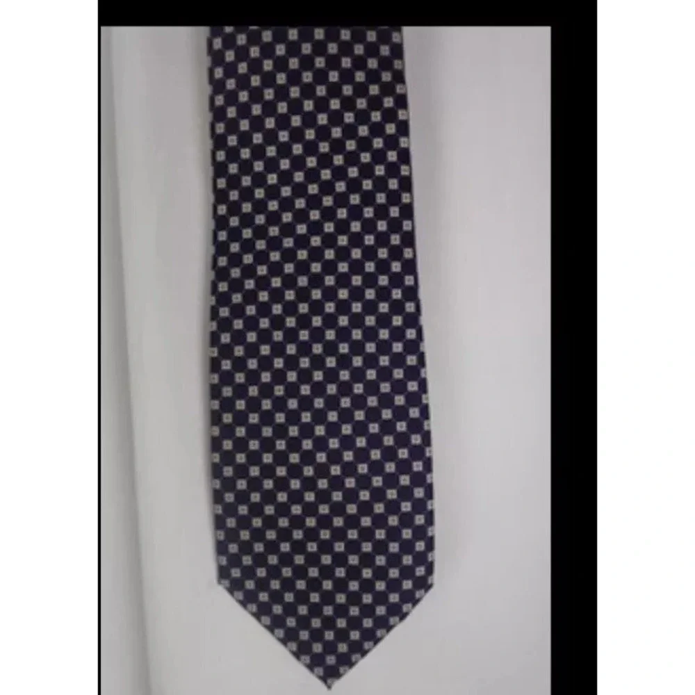 Fabris Venezia Tie‎ 100% Silk Navy Pattern Luxury Made in Italy Mens Necktie